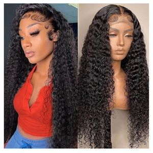 Black Lace Front Human Hair Wig- 28” natural, 13x4, 180% Density